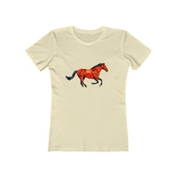 Horse 'Old Red' Women's Slim Fit Ringspun Cotton T-Shirt (Colors: Solid Natural)