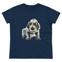 Spinone Italiano Women's Midweight Cotton Tee (Color: Navy)