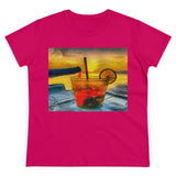 Sunset Cocktail Hour - Women's Midweight Cotton Tee (Color: Heliconia)