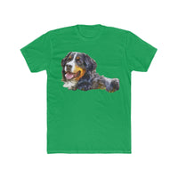 Bernese Mountain Dog - Men's Fitted Cotton Crew Tee (Color: Solid Kelly Green)