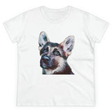 German Shepherd 'Sly' Women's Midweight Cotton Tee (Color: White)
