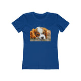 Cavalier King Charles Spaniel Puppy - Women's Slim Fit Ringspun Cotton (Colors: Solid Royal)