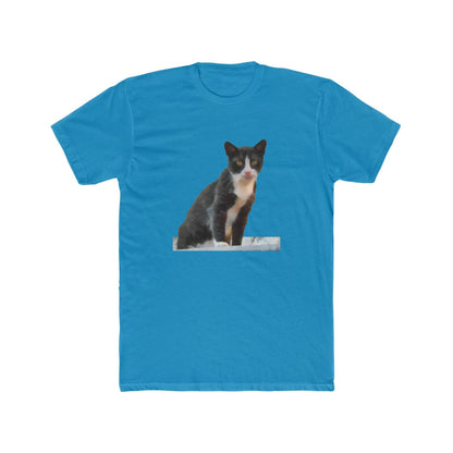 Cat from Hydra - Men's FItted Cotton Crew Tee (Color: Solid Turquoise)