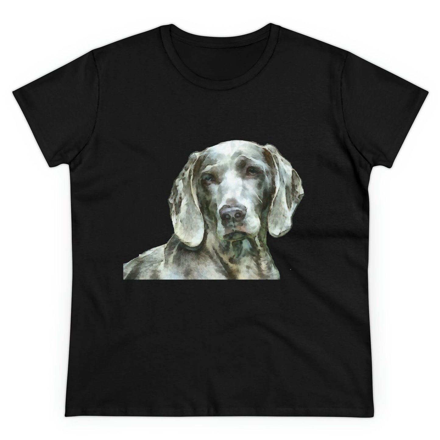 Weimaraner 'Greyson' Women's Midweight Cotton Tee (Color: Black)