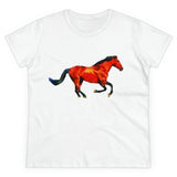 Horse 'Old Red' Women's Midweight Cotton Tee (Color: White)