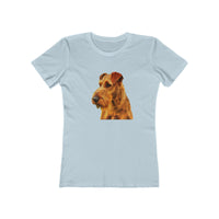 Irish Terrier 'Jocko' Women's Slim Fit Ringspun Cotton T-Shirt (Colors: Solid Light Blue)