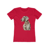 Weimaraner 'Rocky' Women's Slim Fit Ringspun Cotton T-Shirt (Colors: Solid Red)