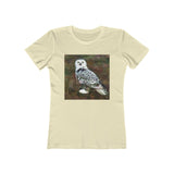 Snowy White Owl - Women's Slim Fit Ringspun Cotton T-Shirt (Colors: Solid Natural)
