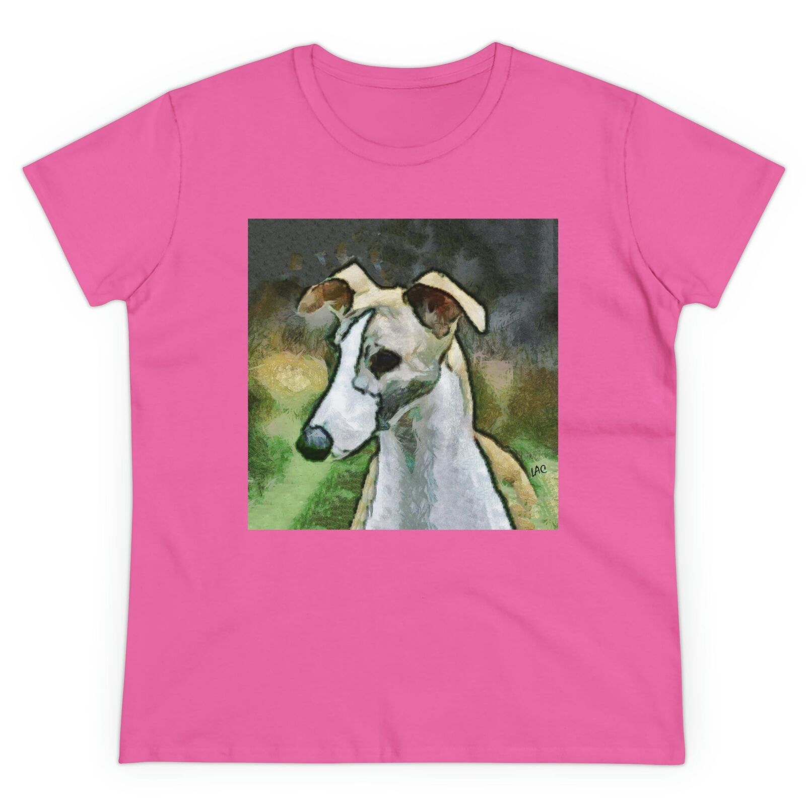 Whippet 'Simba #2' Women's Midweight Cotton Tee (Color: Azalea)