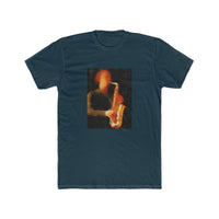 Saxophonist - Men's Fitted Cotton Crew Tee (Color: Solid Midnight Navy)