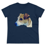 Parson Jack Russell Terrier Women's Midweight Cotton Tee (Color: Navy)