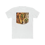 Wide-Eye Cat - Men's Fitted Cotton Crew Tee (Color: Solid White)