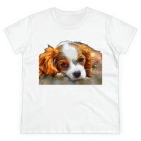 King Charles Spaniel 'Puppy #2' Women's Midweight Cotton Tee (Color: White)
