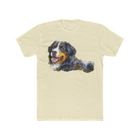 Bernese Mountain Dog - Men's Fitted Cotton Crew Tee (Color: Solid Natural)