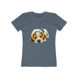 English Foxhound 'Sasha' Women's Slim Fit Ringspun Cotton T-Shirt (Colors: Solid Indigo)