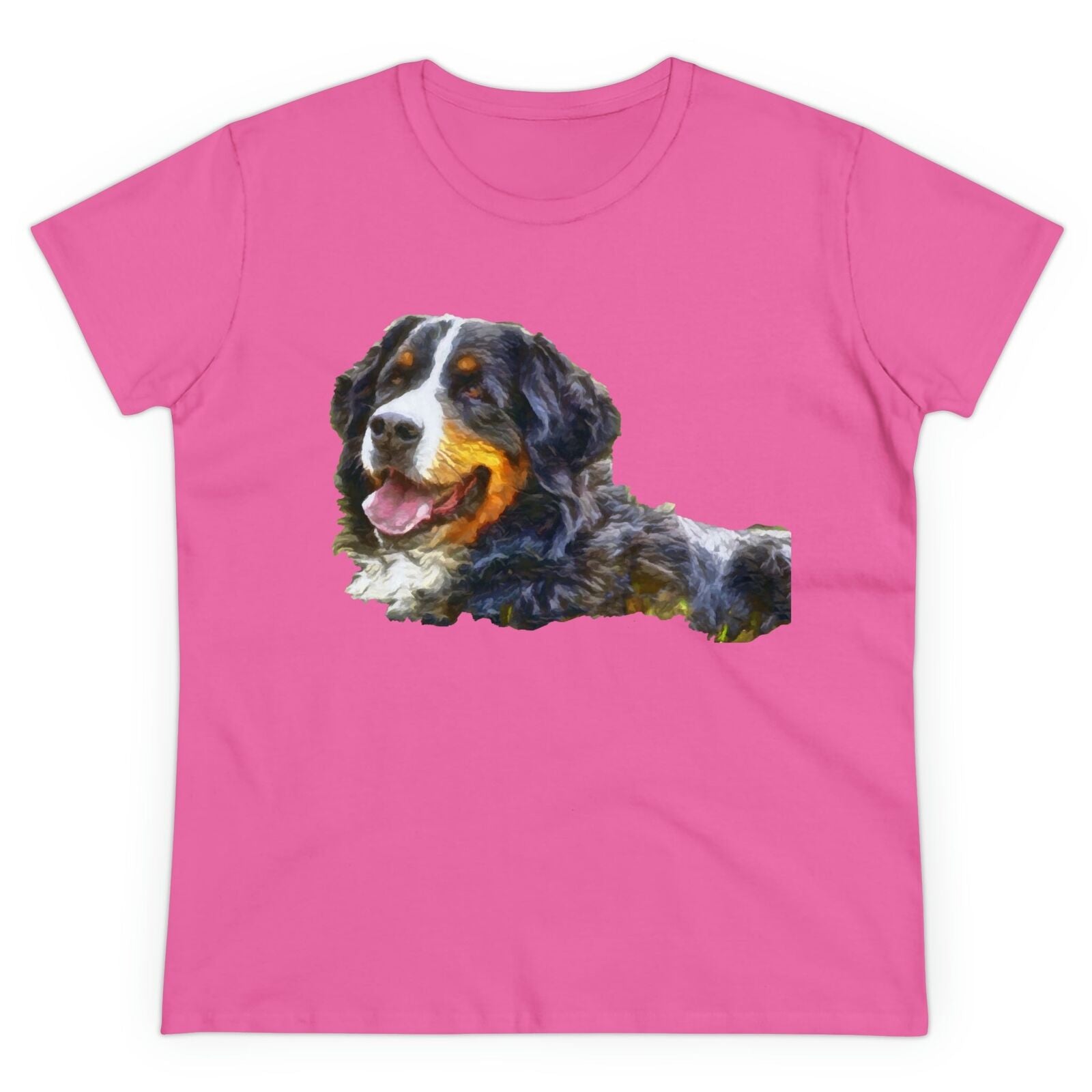 Bernese Mountain Dog Women's Midweight Cotton Tee (Color: Azalea)