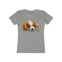 Cavalier King Charles Spaniel Puppy - Women's Slim Fit Ringspun Cotton (Colors: Heather Grey)