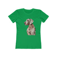 Weimaraner 'Rocky' Women's Slim Fit Ringspun Cotton T-Shirt (Colors: Solid Kelly Green)