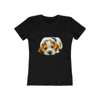 English Foxhound 'Sasha' Women's Slim Fit Ringspun Cotton T-Shirt (Colors: Solid Black)