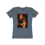 The Saxophonist - Women's Slim Fit Ringspun Cotton T-Shirt (Colors: Solid Indigo)