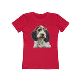 Petit Basset Griffon Vendeen Women's Slim FIt Ringspun Cotton T-Shirt (Colors: Solid Red)