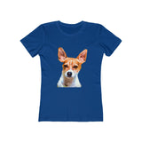 Rat Terrier Women's Slim Fit Ringspun Cotton T-Shirt (Colors: Solid Royal)