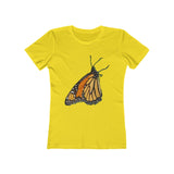 Monarch Butterfly - Women's Slim FIt Ringspun Cotton T-Shirt (Colors: Solid Vibrant Yellow)