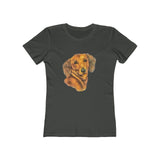 Dachshund 'Doxie #1'  Women's Slim Fit Ringspun Cotton T-Shirt (Colors: Solid Heavy Metal)