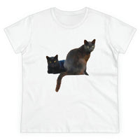 Cats of Greece 'Sifnos Sisters' Women's Midweight Cotton Tee (Color: White)