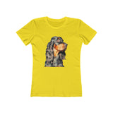 Gordon Setter 'Angus' Women's Slim Fit Ringspun Cotton T-Shirt (Colors: Solid Vibrant Yellow)