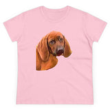 Redbone Coonhound Women's Midweight Cotton Tee (Color: Light Pink)