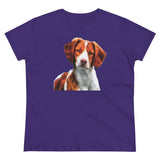 Brittany Spaniel Women's Midweight Cotton Tee (Color: Purple)
