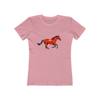 Horse 'Old Red' Women's Slim Fit Ringspun Cotton T-Shirt (Colors: Solid Light Pink)