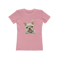 French Bulldog 'Bouvier' Women's Slim Fit Ringspun Cotton T-Shirt (Colors: Solid Light Pink)