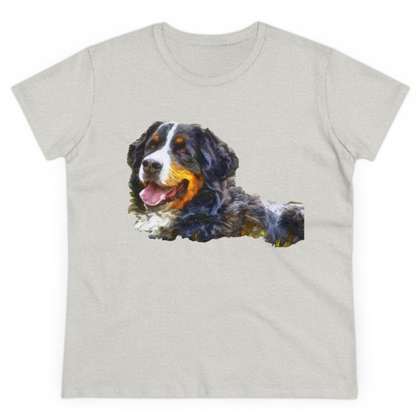 Bernese Mountain Dog Women's Midweight Cotton Tee (Color: Ash)