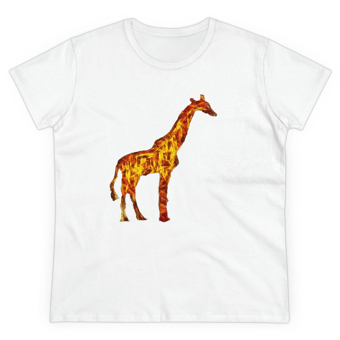 Giraffe 'Camile' Women's Midweight Cotton Tee (Color: White)