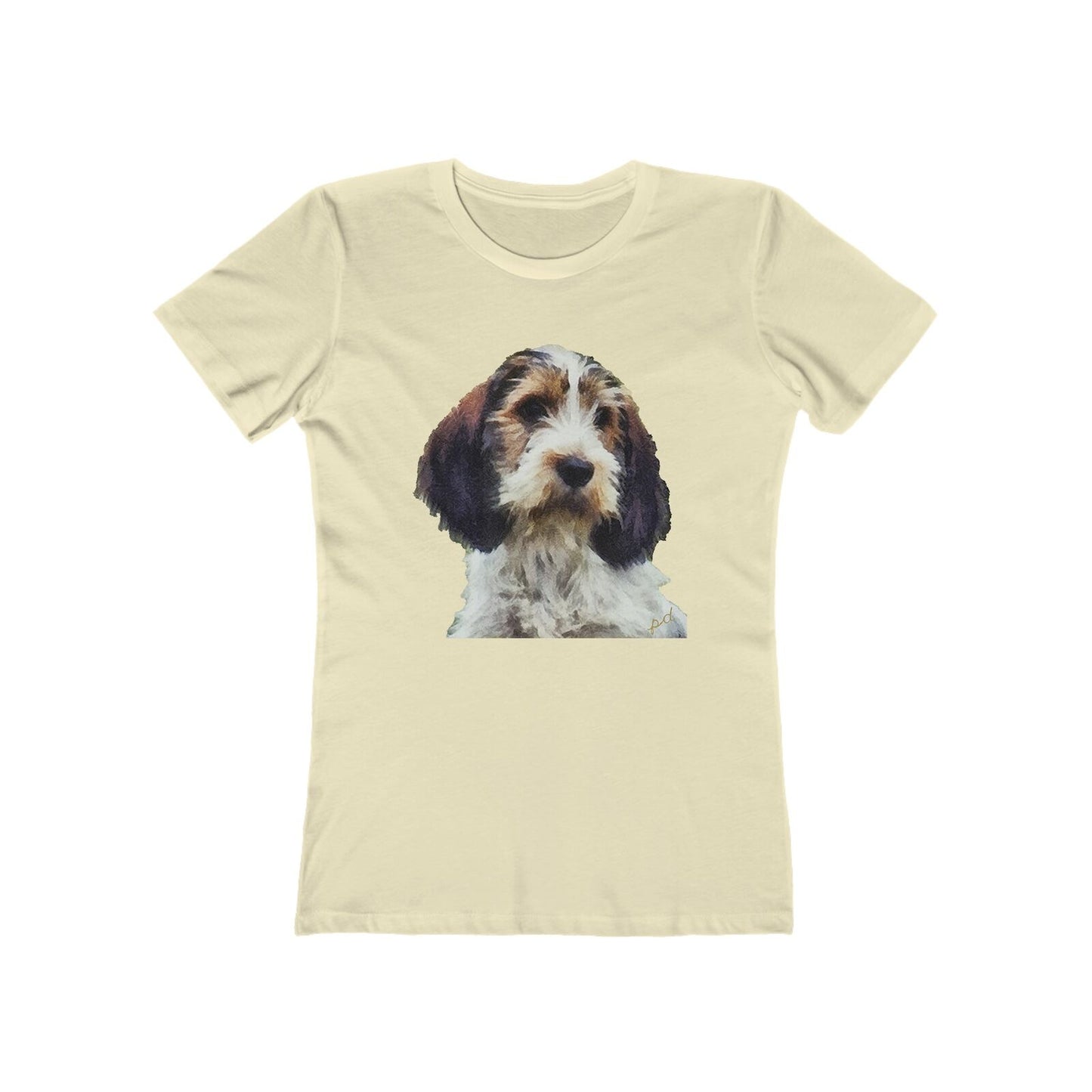 Petit Basset Griffon Vendeen Women's Slim FIt Ringspun Cotton T-Shirt (Colors: Solid Natural)