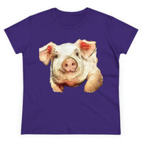Pig 'Petunia' Women's Midweight Cotton Tee (Color: Purple)