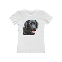 Labrador Retriever 'Rizzo' Women's Slim Fit Ringspun Cotton T-Shirt (Colors: Solid White)