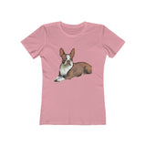 Boston Terrier 'Seely' - Women's Slim Fit Ringspun Cotton T-Shirt (Colors: Solid Light Pink)
