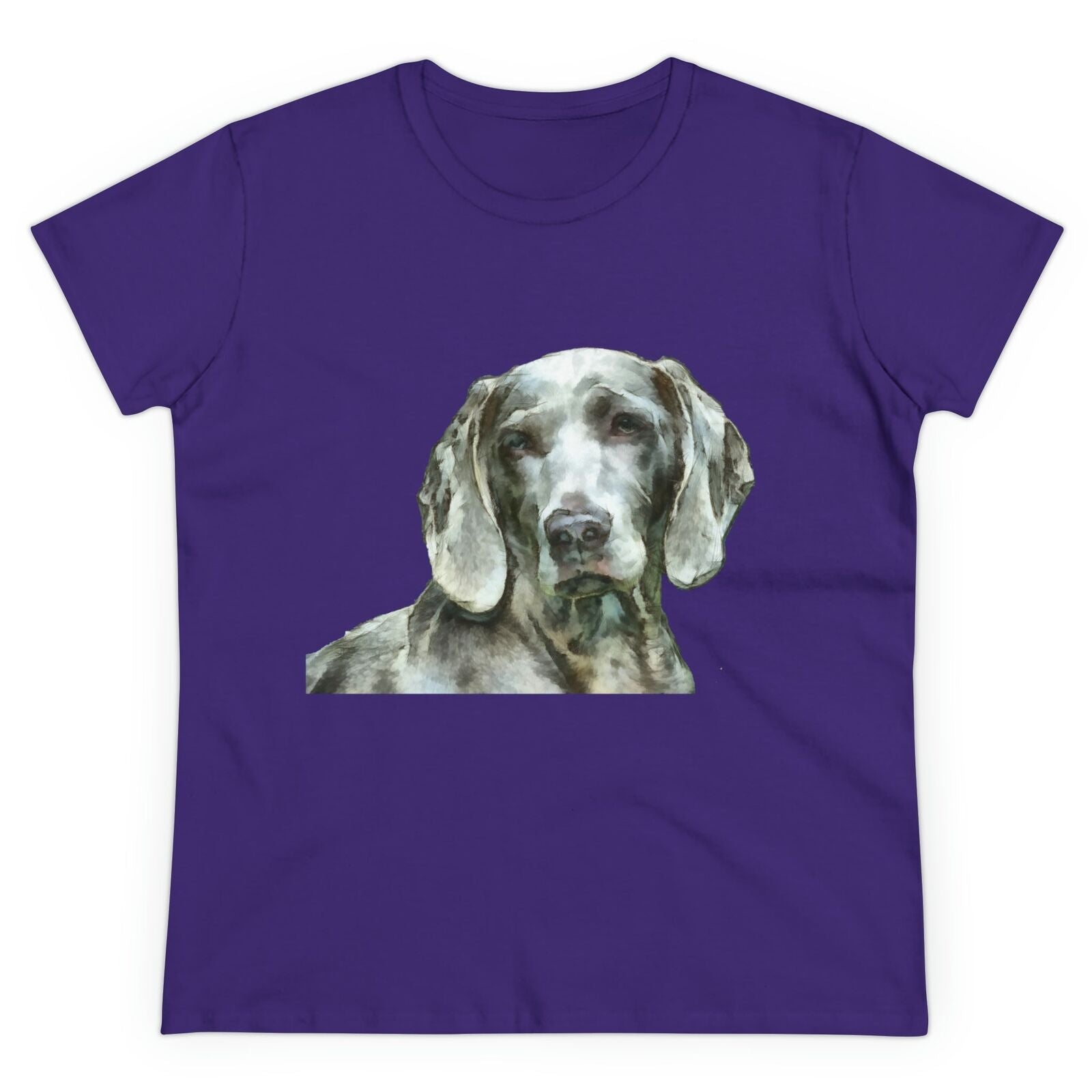 Weimaraner 'Greyson' Women's Midweight Cotton Tee (Color: Purple)