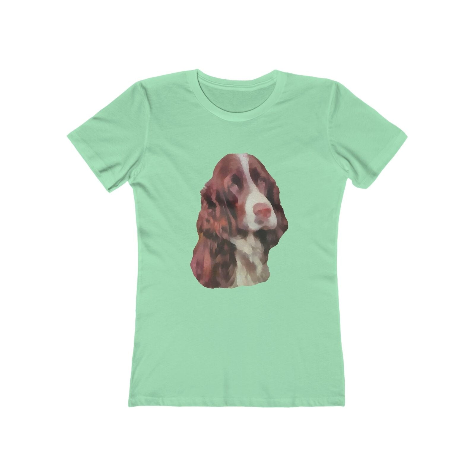 English Springer Spaniel - Women's Slim Fit Ringspun Cotton T-Shirt (Colors: Solid Mint)