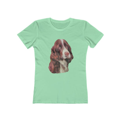 English Springer Spaniel - Women's Slim Fit Ringspun Cotton T-Shirt (Colors: Solid Mint)