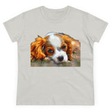 King Charles Spaniel 'Puppy #2' Women's Midweight Cotton Tee (Color: Ash)