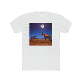 Horses in the Moonlight - Men's Cotton Crew Tee (Color: Solid White)