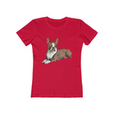 Boston Terrier 'Seely' - Women's Slim Fit Ringspun Cotton T-Shirt (Colors: Solid Red)