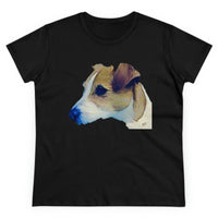 Parson Jack Russell Terrier Women's Midweight Cotton Tee (Color: Black)