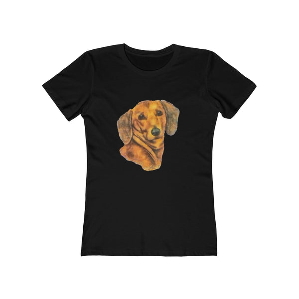 Dachshund 'Doxie #1'  Women's Slim Fit Ringspun Cotton T-Shirt (Colors: Solid Black)