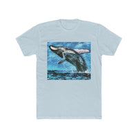 Humpback Whale - Men's Fitted Cotton Crew Tee (Color: Solid Light Blue)