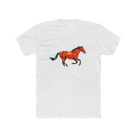 Horse 'Old Red' Men's FItted Cotton Crew Tee (Color: Solid White)